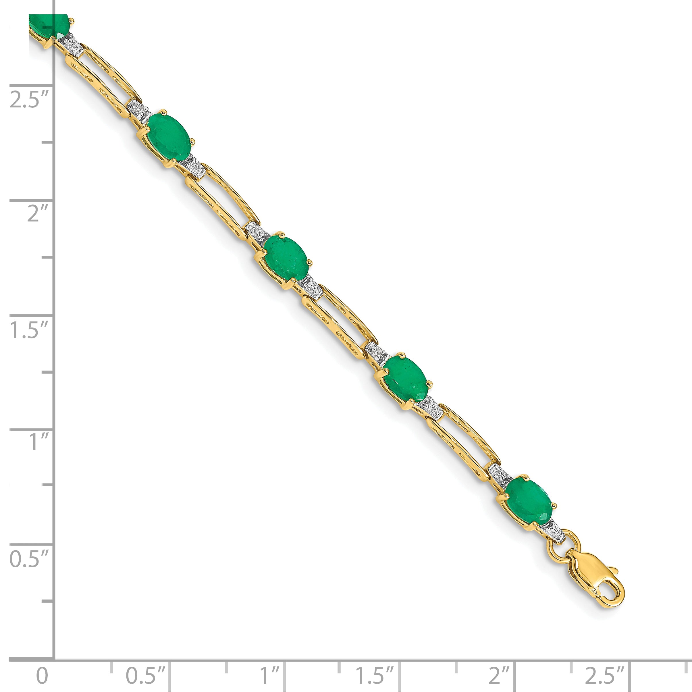 10k Diamond and Oval Emerald Bracelet