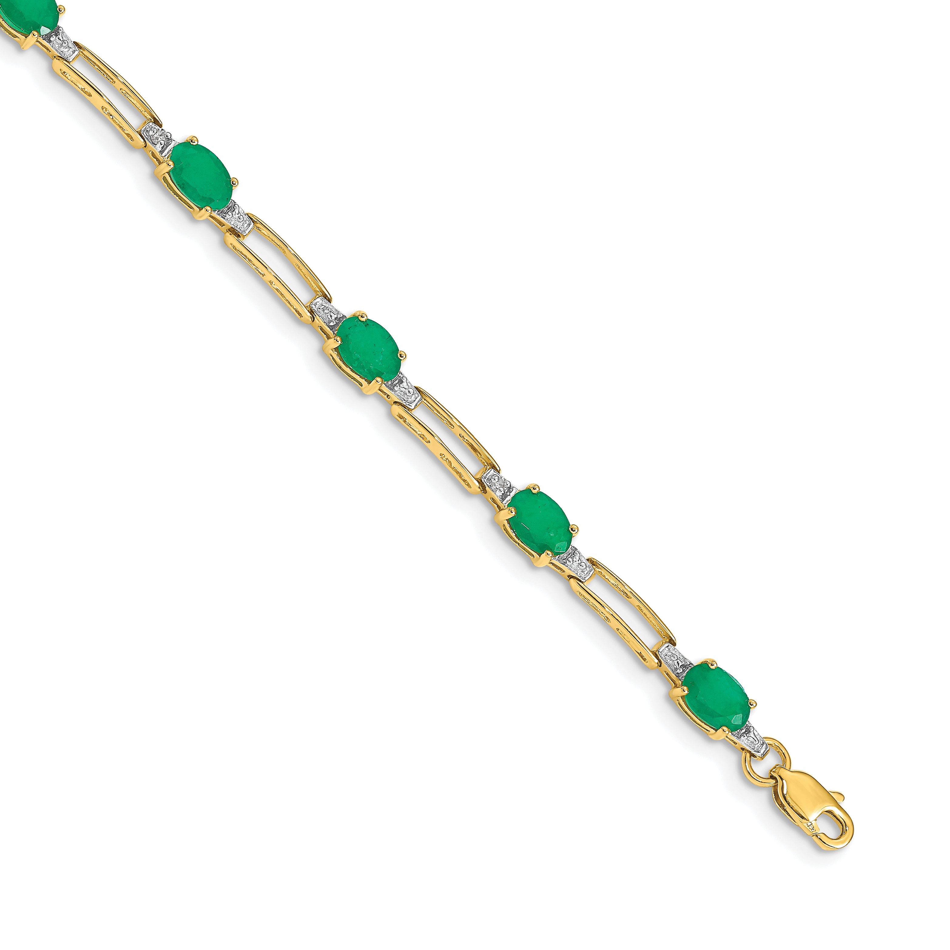 10k Diamond and Oval Emerald Bracelet