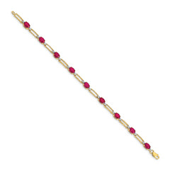 14k Diamond and Oval Ruby Bracelet