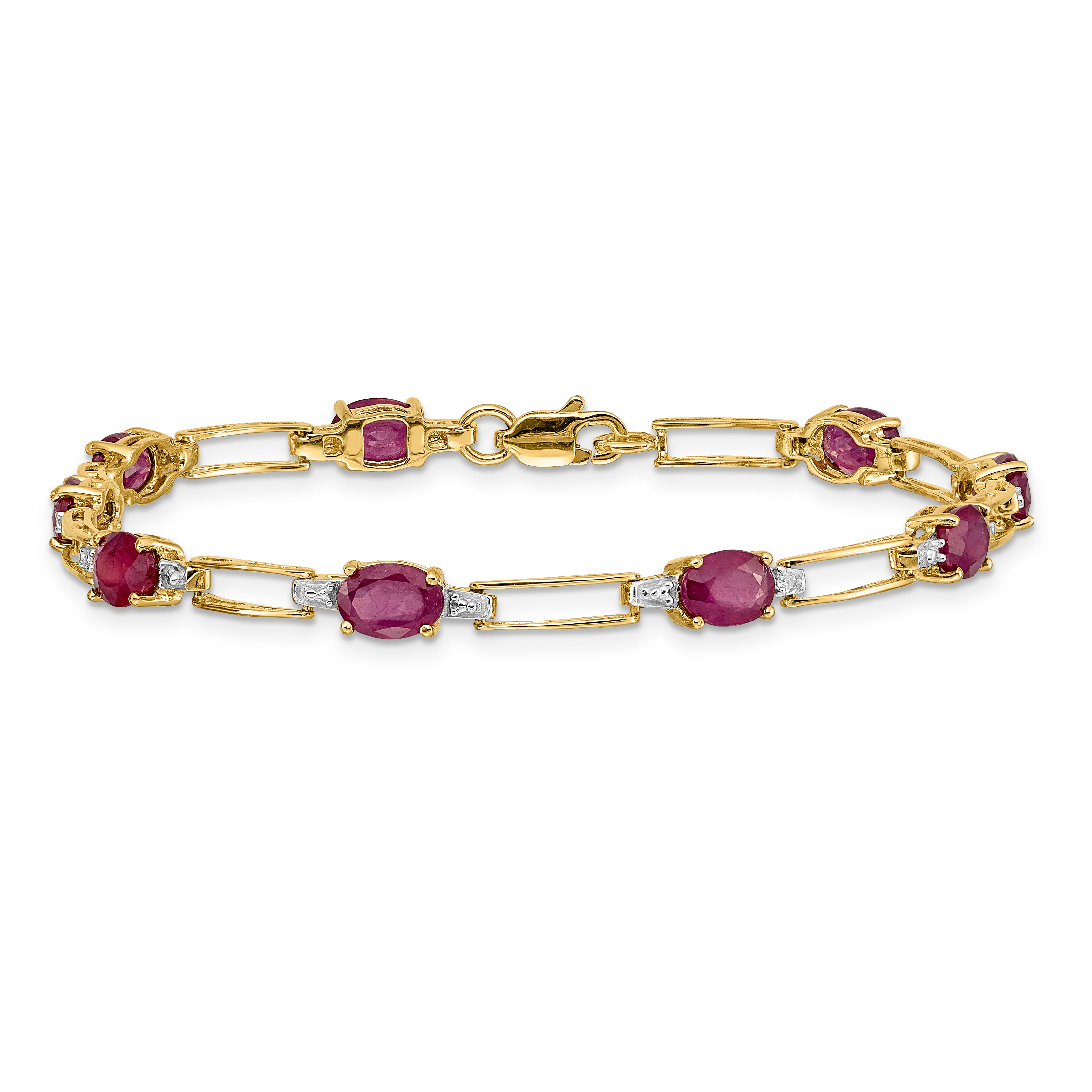 14k Diamond and Oval Ruby Bracelet