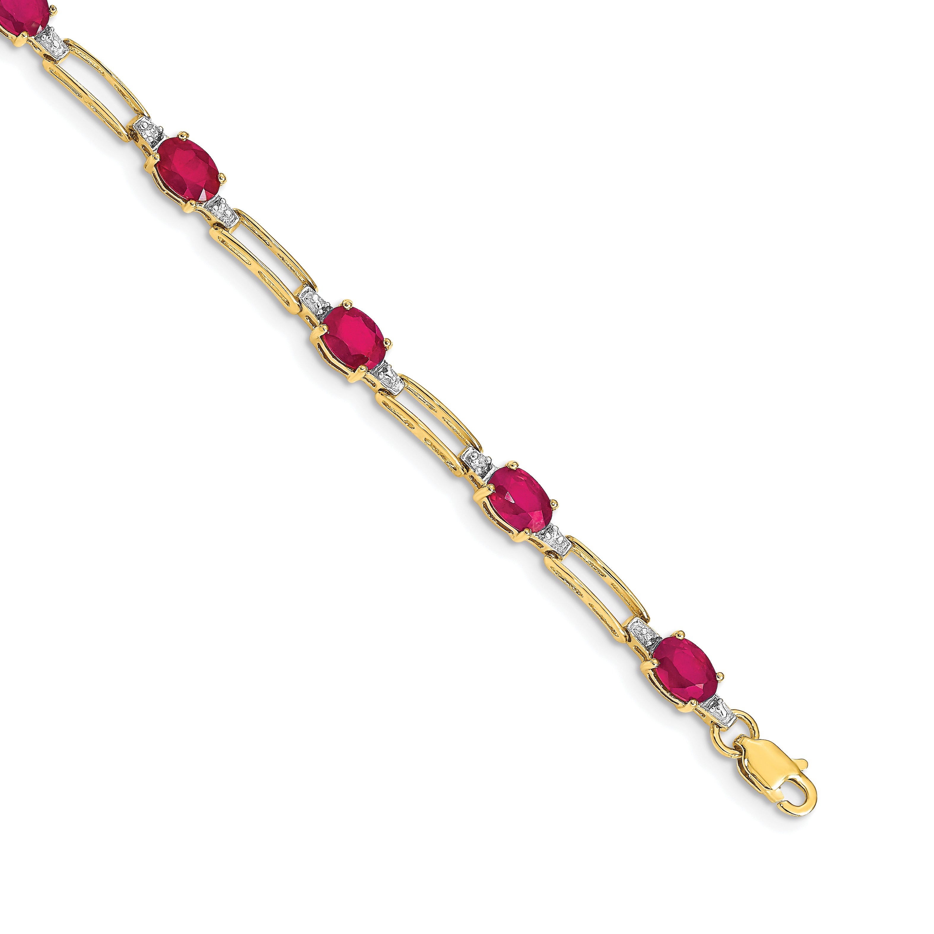 14k Diamond and Oval Ruby Bracelet