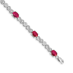 14k White Gold Diamond and Ruby Infinity Bracelet