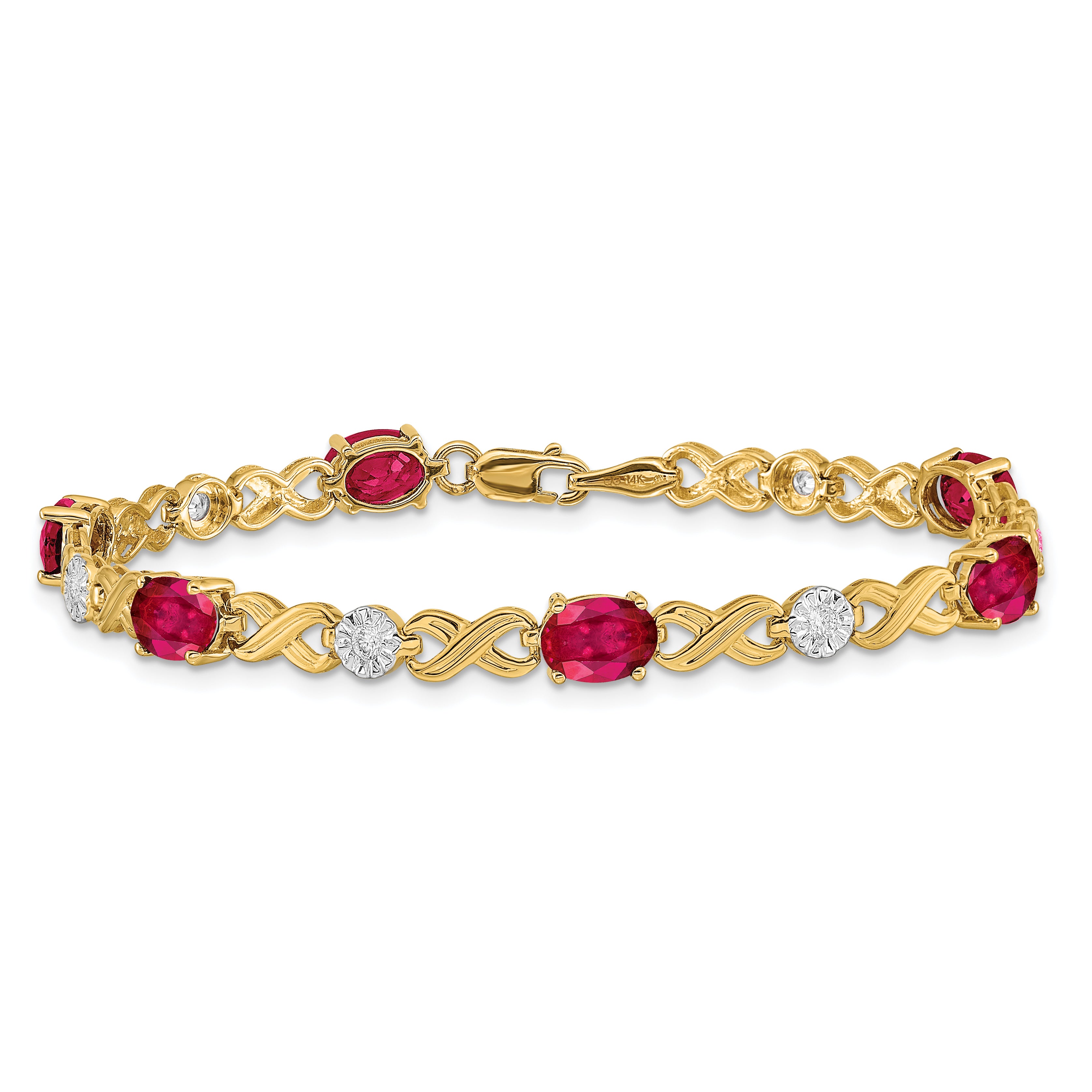 14k Diamond and Ruby Infinity Bracelet