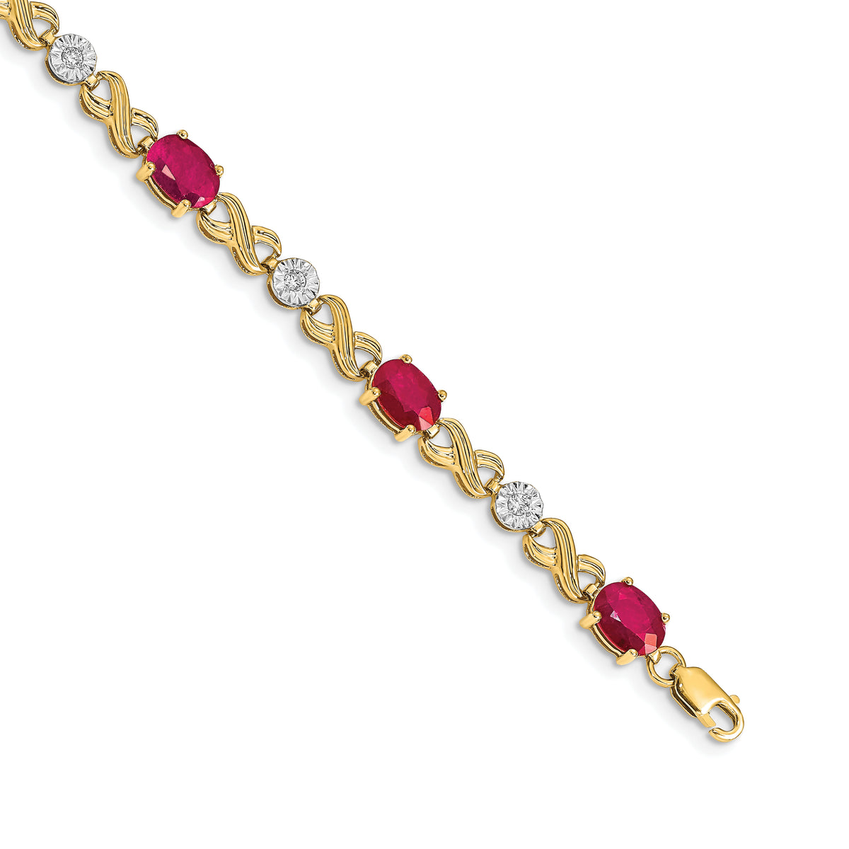 14k Diamond and Ruby Infinity Bracelet