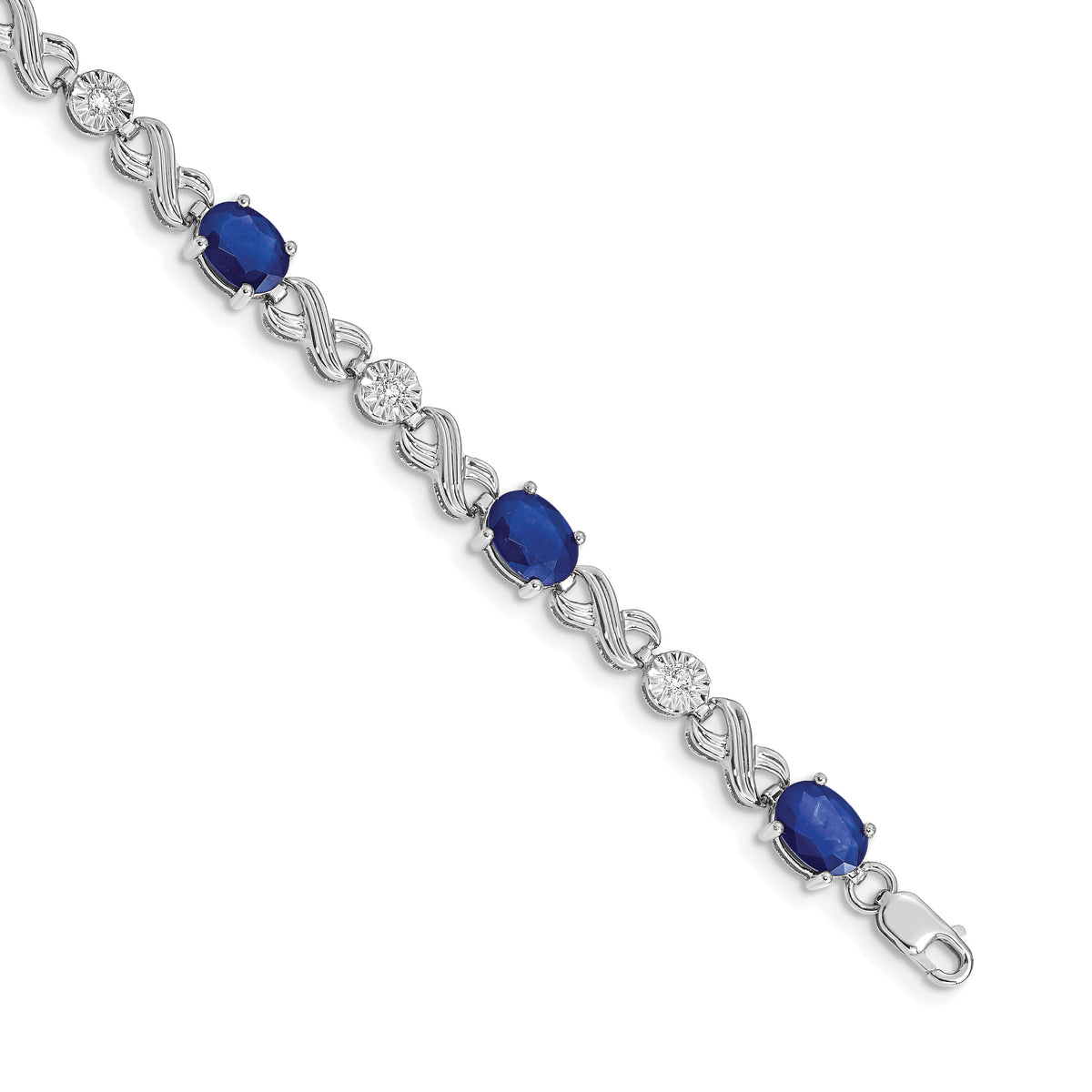 10k White Gold Diamond and Sapphire Infinity Bracelet