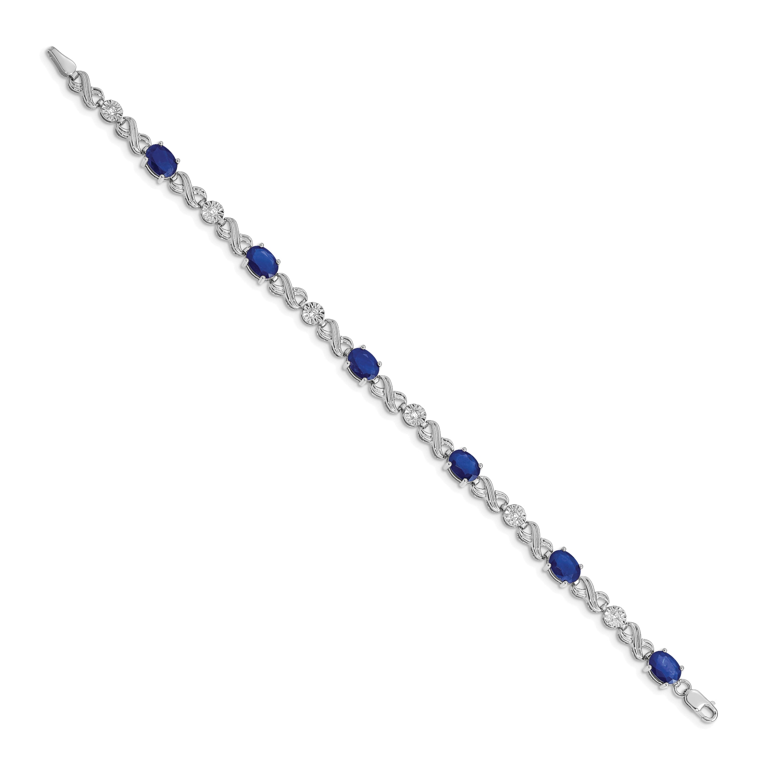 14k White Gold Diamond and Sapphire Infinity Bracelet