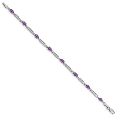 10k White Gold Diamond and Amethyst Bracelet