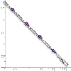 10k White Gold Diamond and Amethyst Bracelet