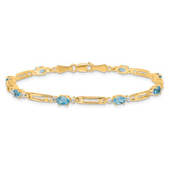 10k Diamond and Blue Topaz Bracelet