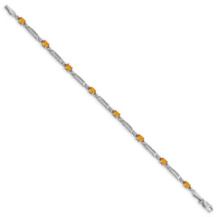 10k White Gold Diamond and Citrine Bracelet