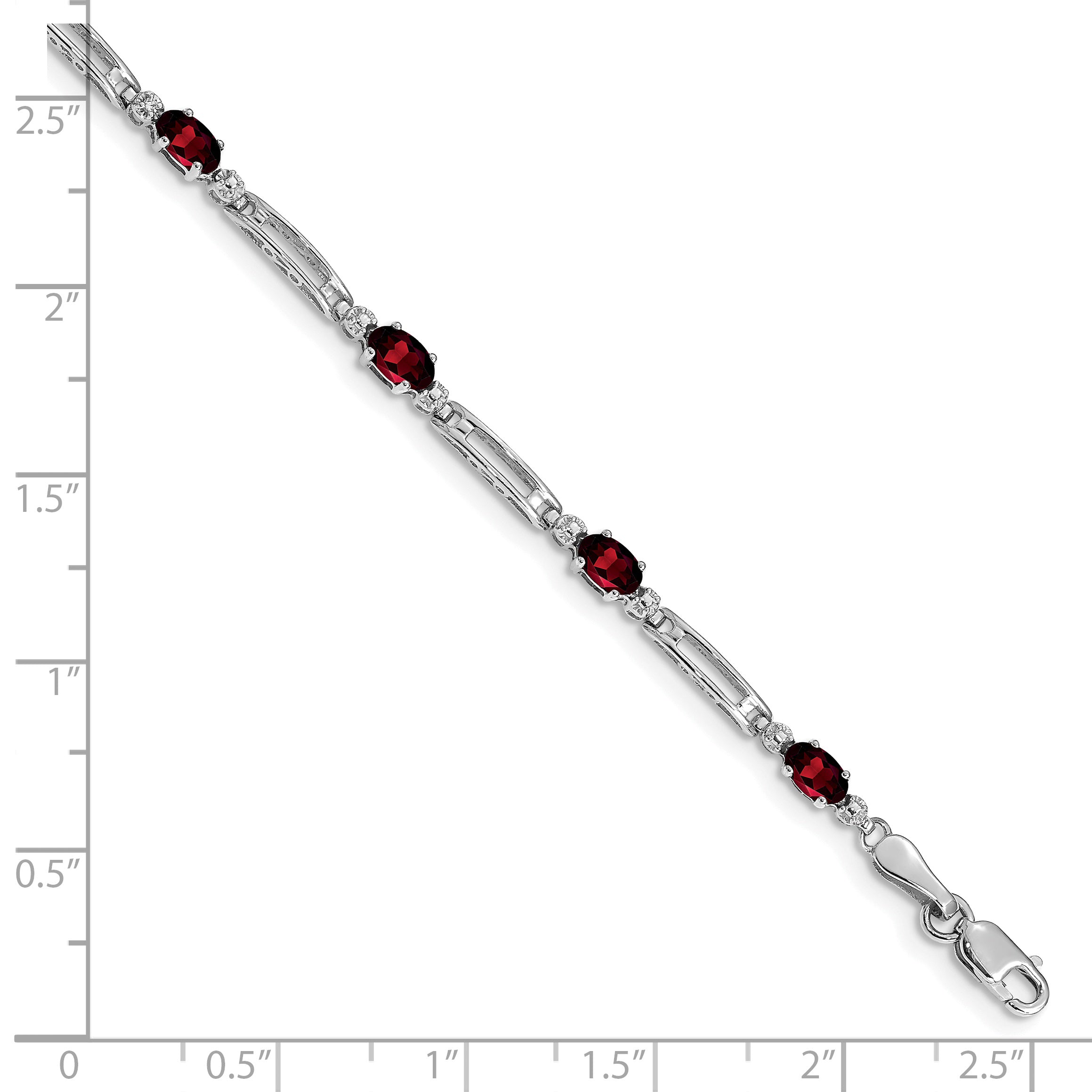 10k White Gold Diamond and Garnet Bracelet