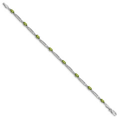 10k White Gold Diamond and Peridot Bracelet