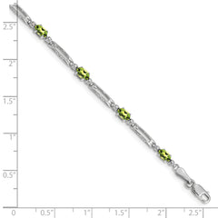 10k White Gold Diamond and Peridot Bracelet