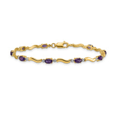 10k Diamond and Amethyst Bracelet