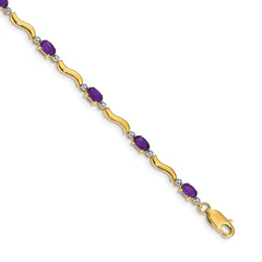 10k Diamond and Amethyst Bracelet