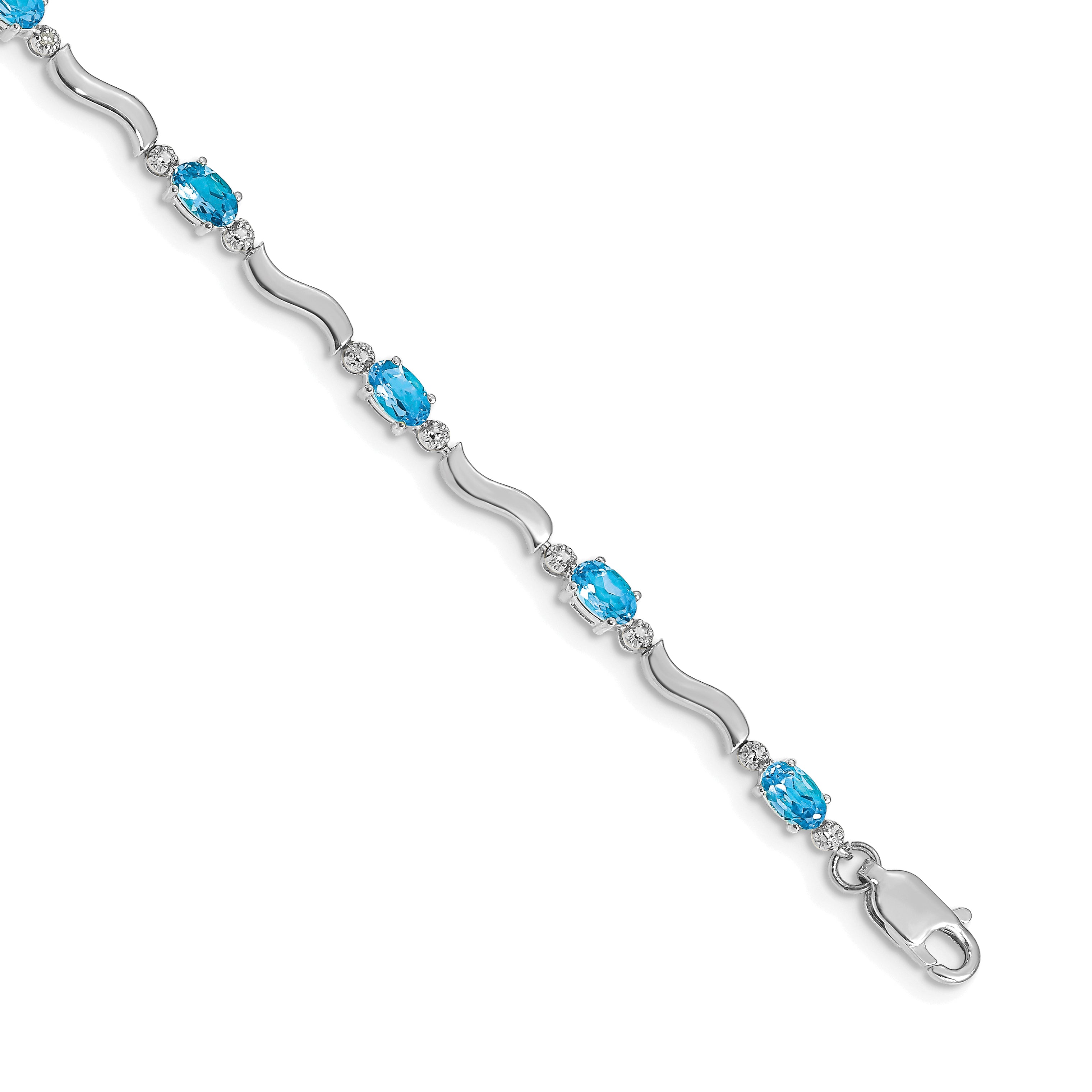 10k White Gold Fancy Diamond and Blue Topaz Bracelet