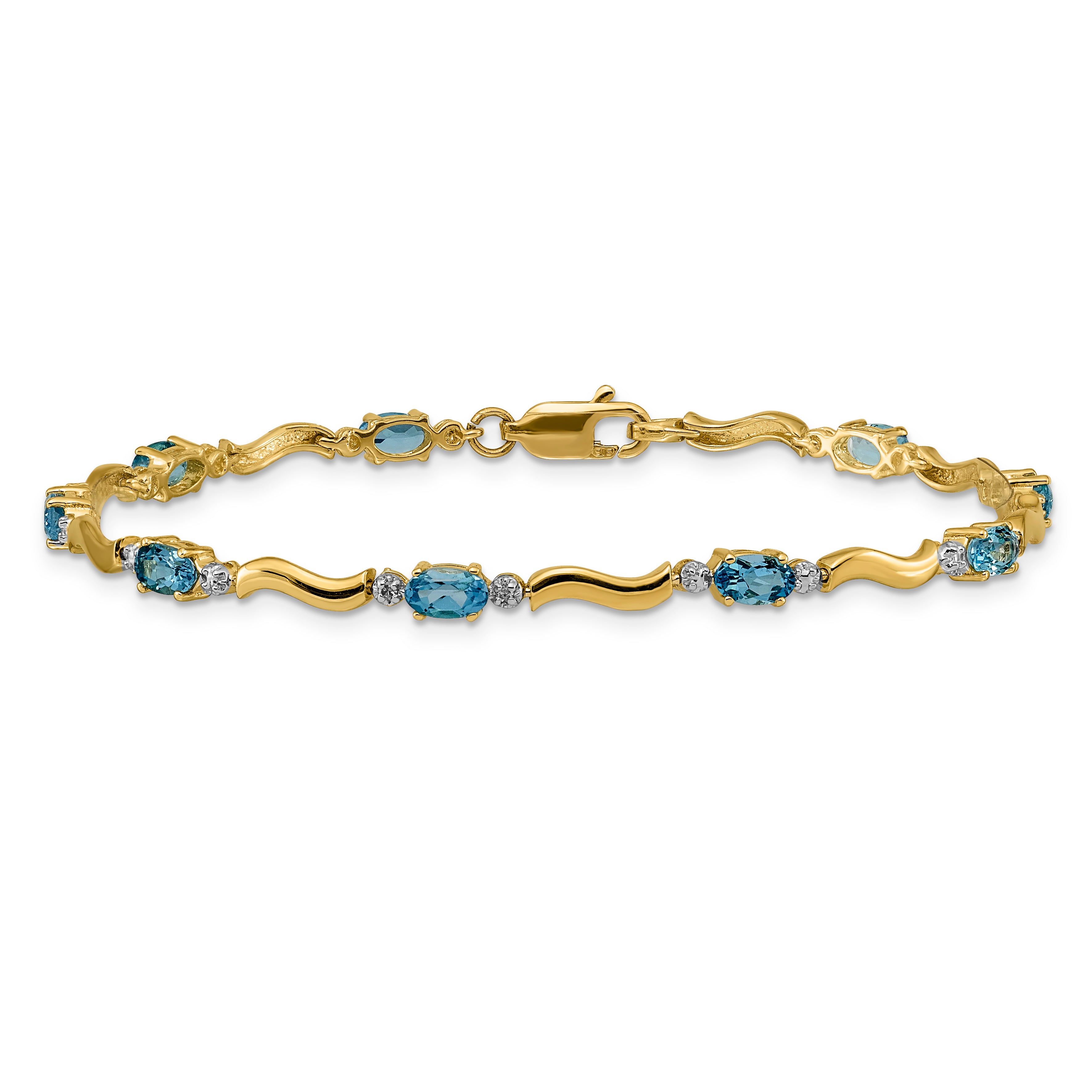 14k Fancy Diamond and Blue Topaz Bracelet