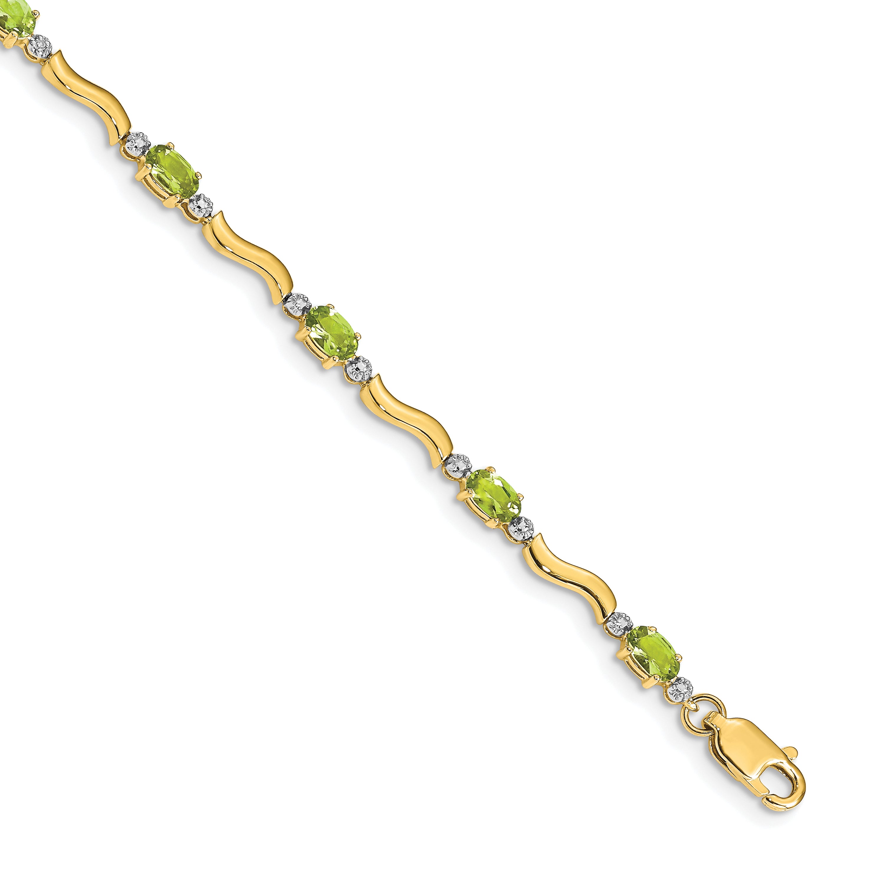 14k Fancy Diamond and Peridot Bracelet