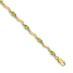 14k Fancy Diamond and Peridot Bracelet