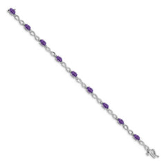 10k White Gold Amethyst and Diamond Infinity Bracelet