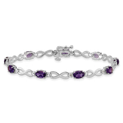 10k White Gold Amethyst and Diamond Infinity Bracelet