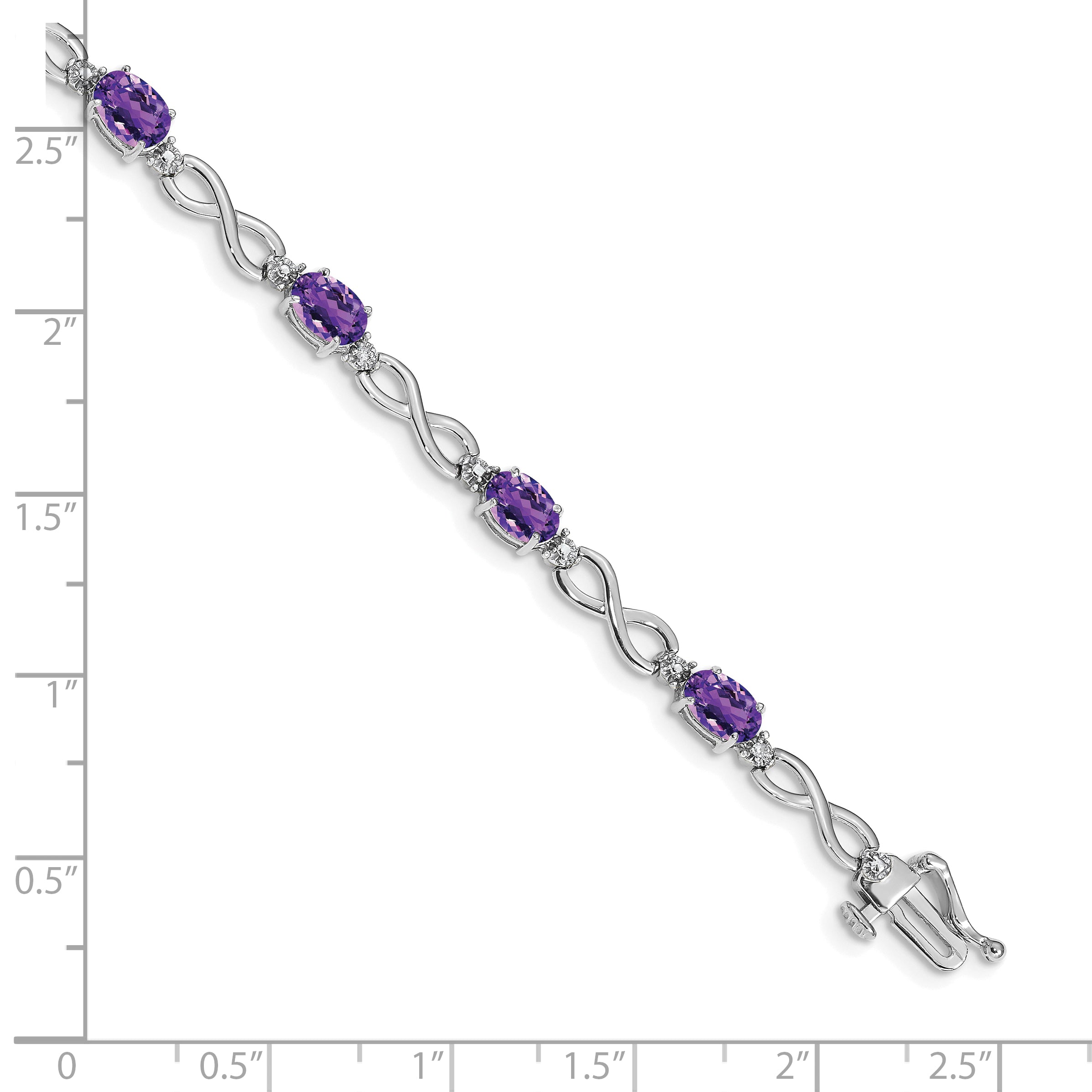 10k White Gold Amethyst and Diamond Infinity Bracelet