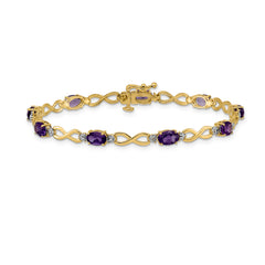 10k Amethyst and Diamond Infinity Bracelet