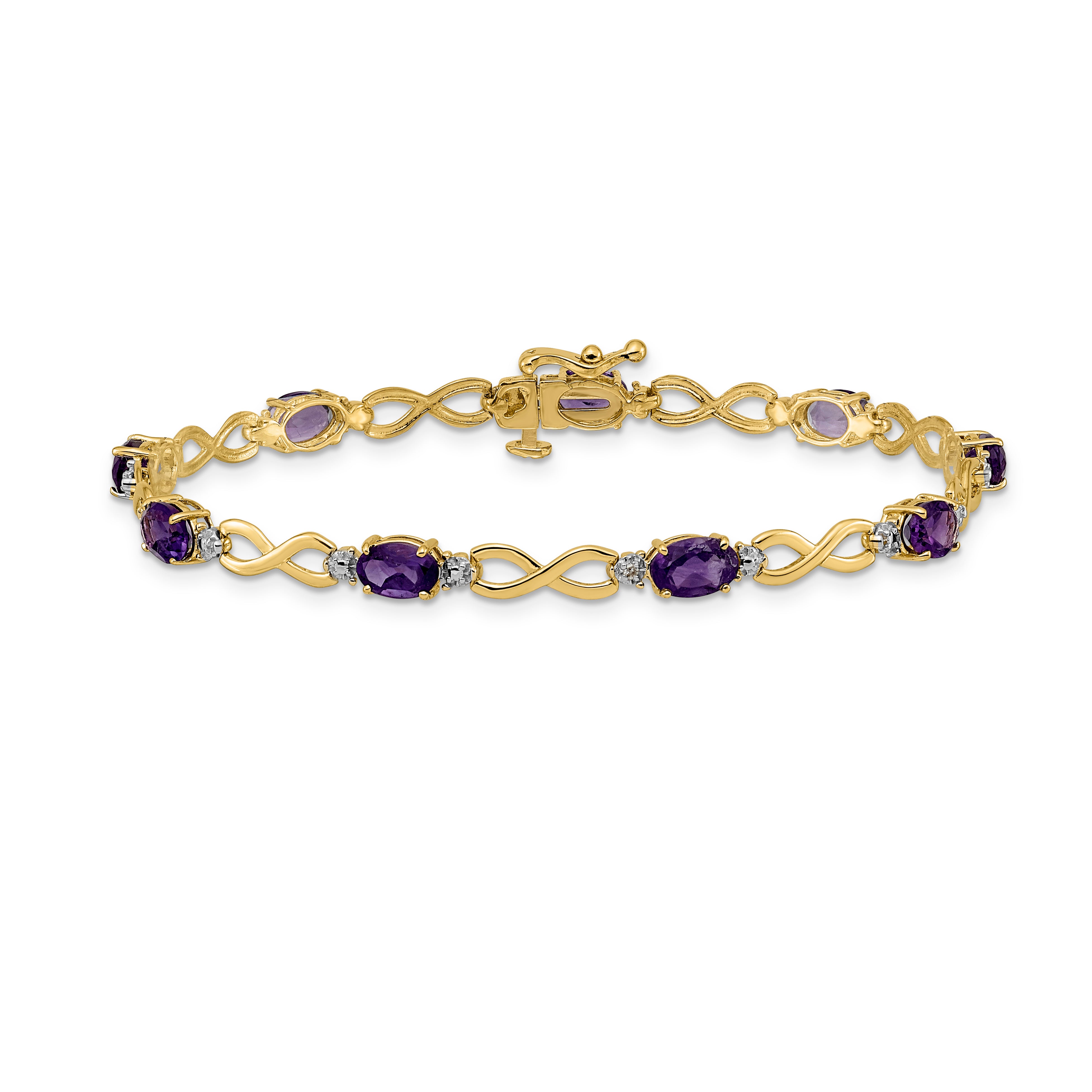 14k Amethyst and Diamond Infinity Bracelet