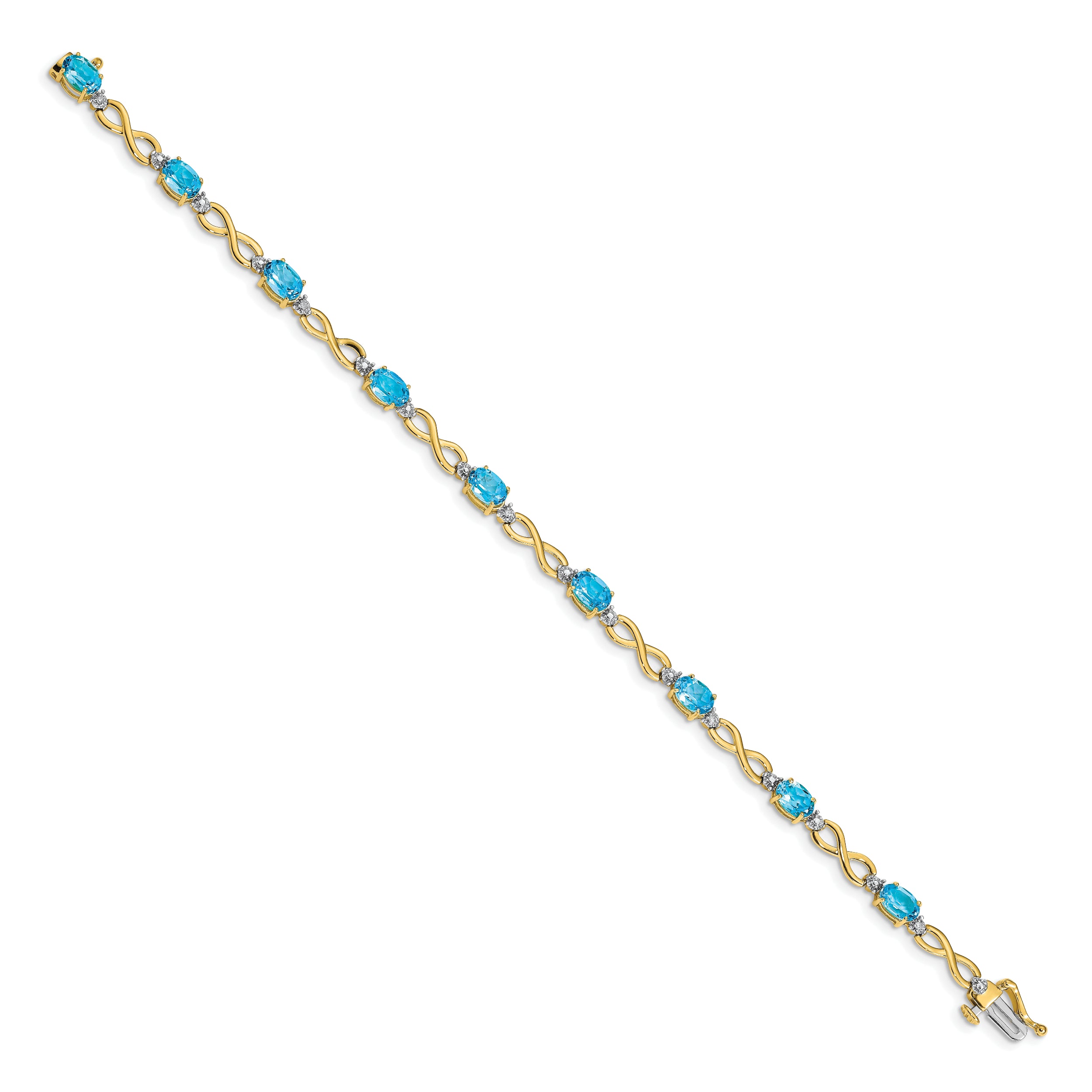 10k Blue Topaz and Diamond Infinity Bracelet