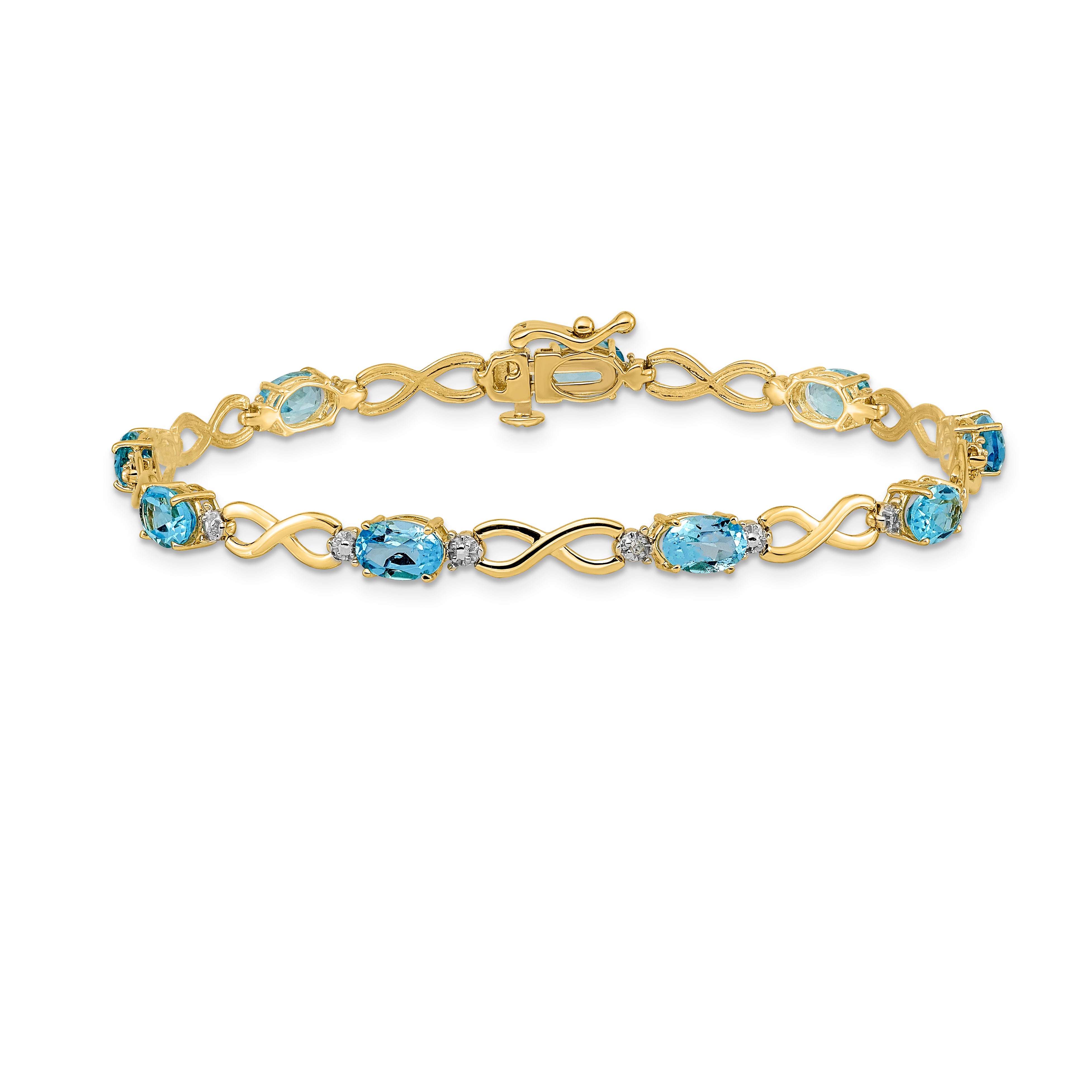 14k Blue Topaz and Diamond Infinity Bracelet