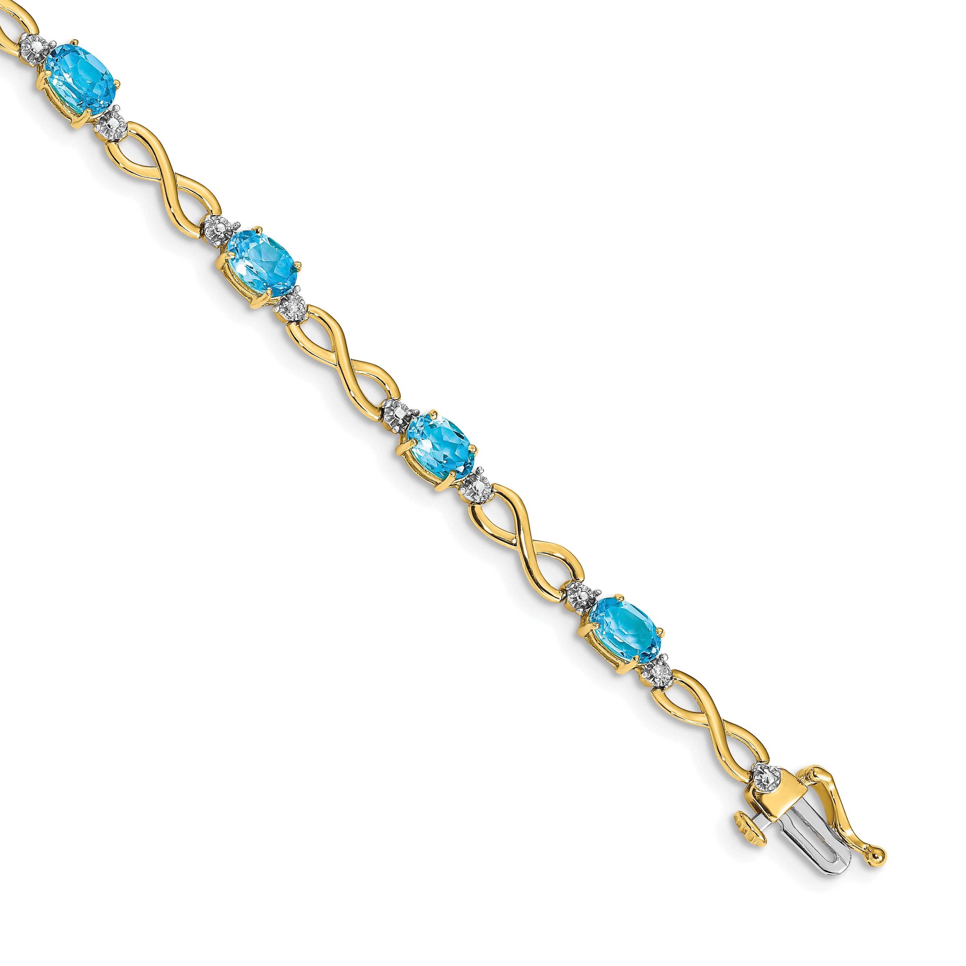 14k Blue Topaz and Diamond Infinity Bracelet