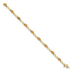 10k Citrine Diamond Infinity Bracelet