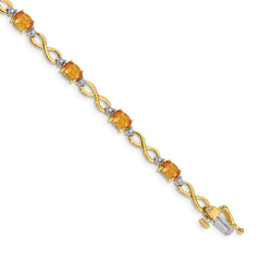 10k Citrine Diamond Infinity Bracelet