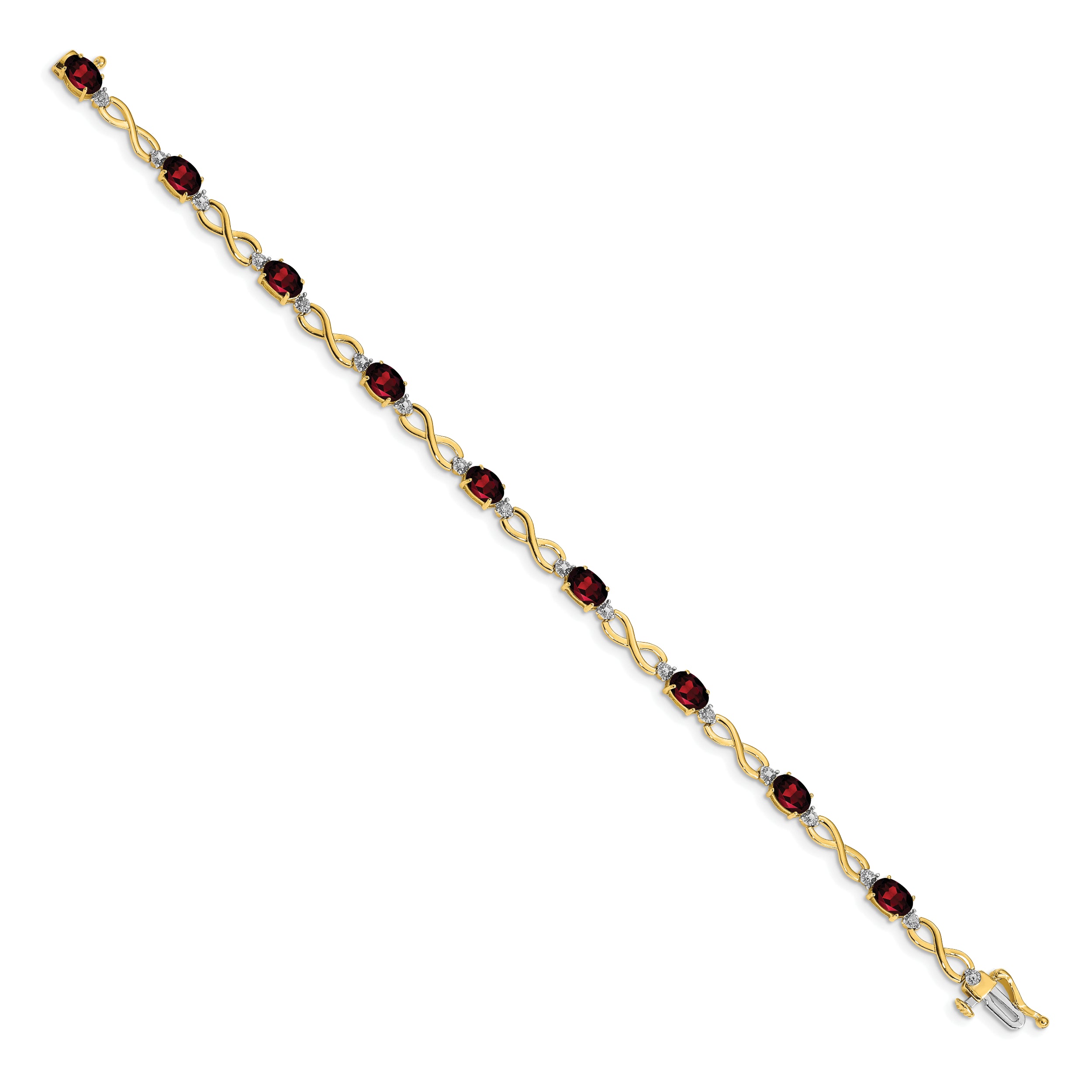 14k Garnet and Diamond Infinity Bracelet