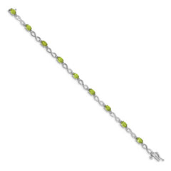 10k White Gold Peridot and Diamond Infinity Bracelet