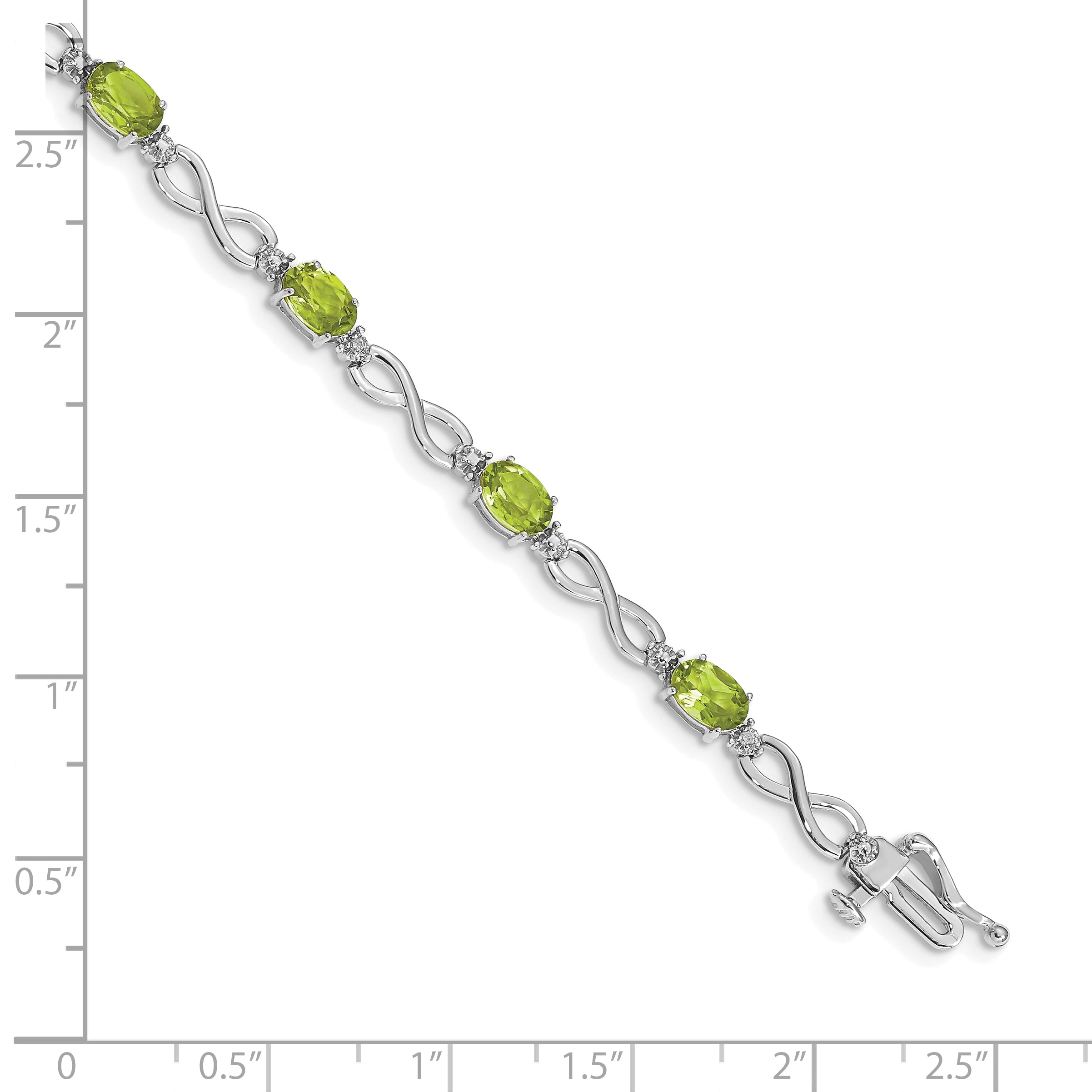 10k White Gold Peridot and Diamond Infinity Bracelet