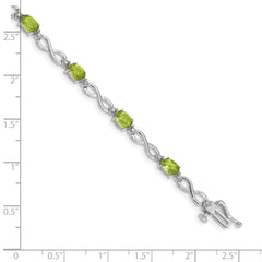 10k White Gold Peridot and Diamond Infinity Bracelet