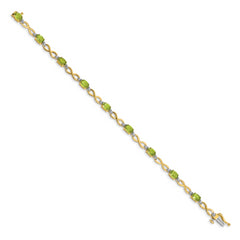 10k Peridot and Diamond Infinity Bracelet