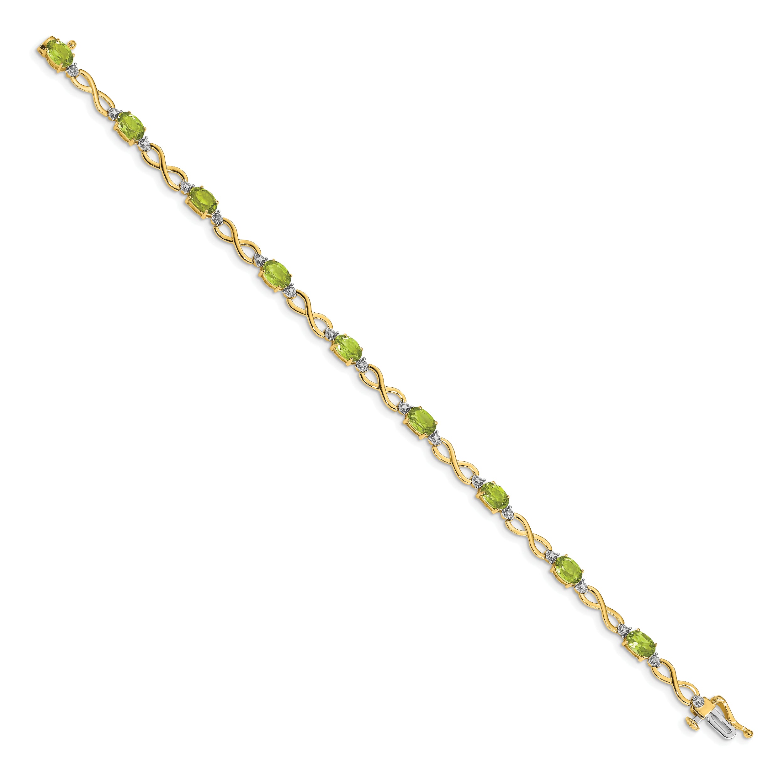 14k Peridot and Diamond Infinity Bracelet