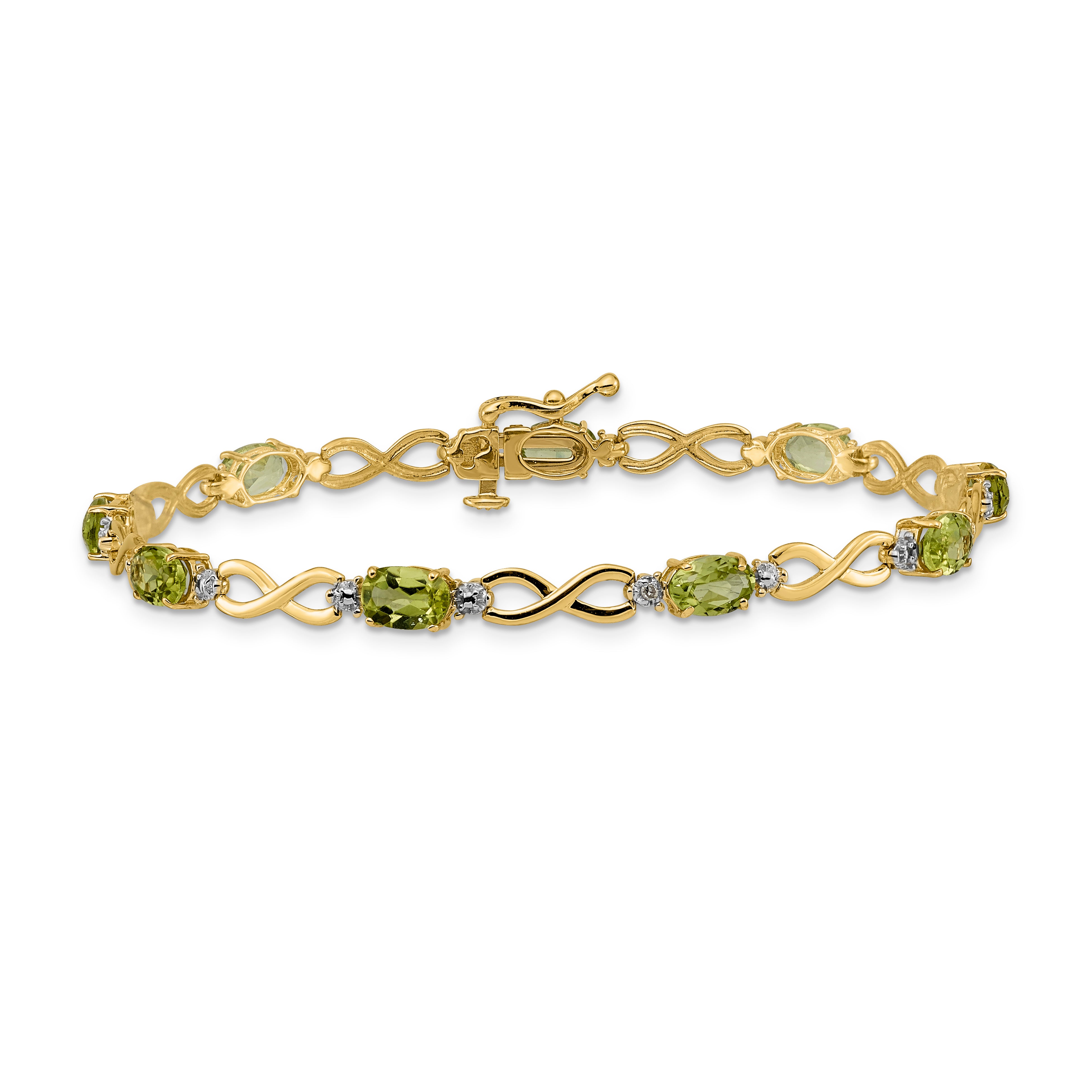 14k Peridot and Diamond Infinity Bracelet