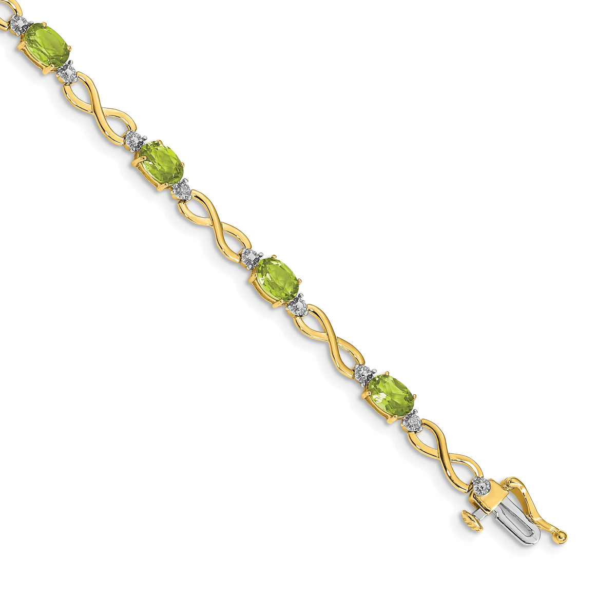 14k Peridot and Diamond Infinity Bracelet