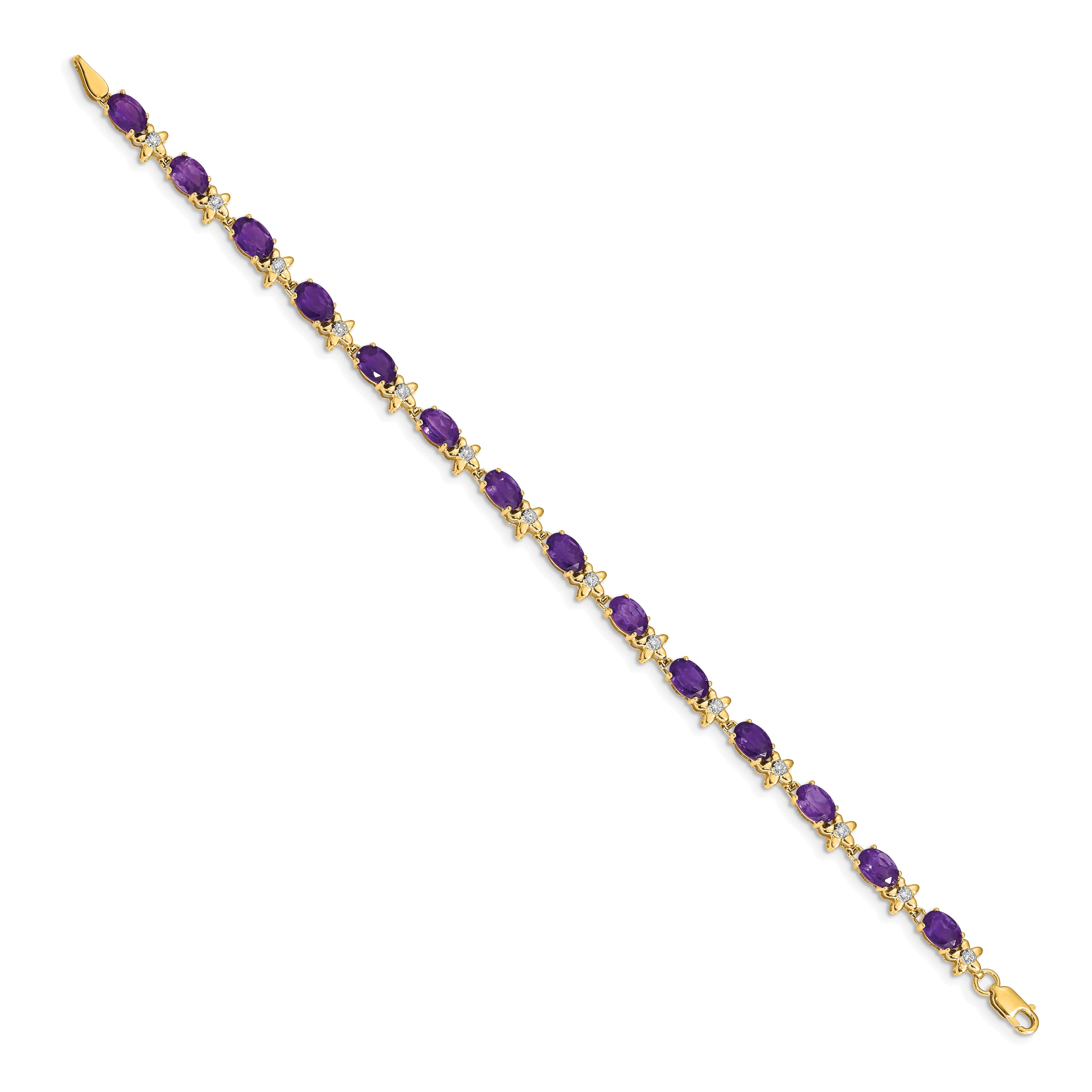 14k Floral Diamond and Amethyst Bracelet