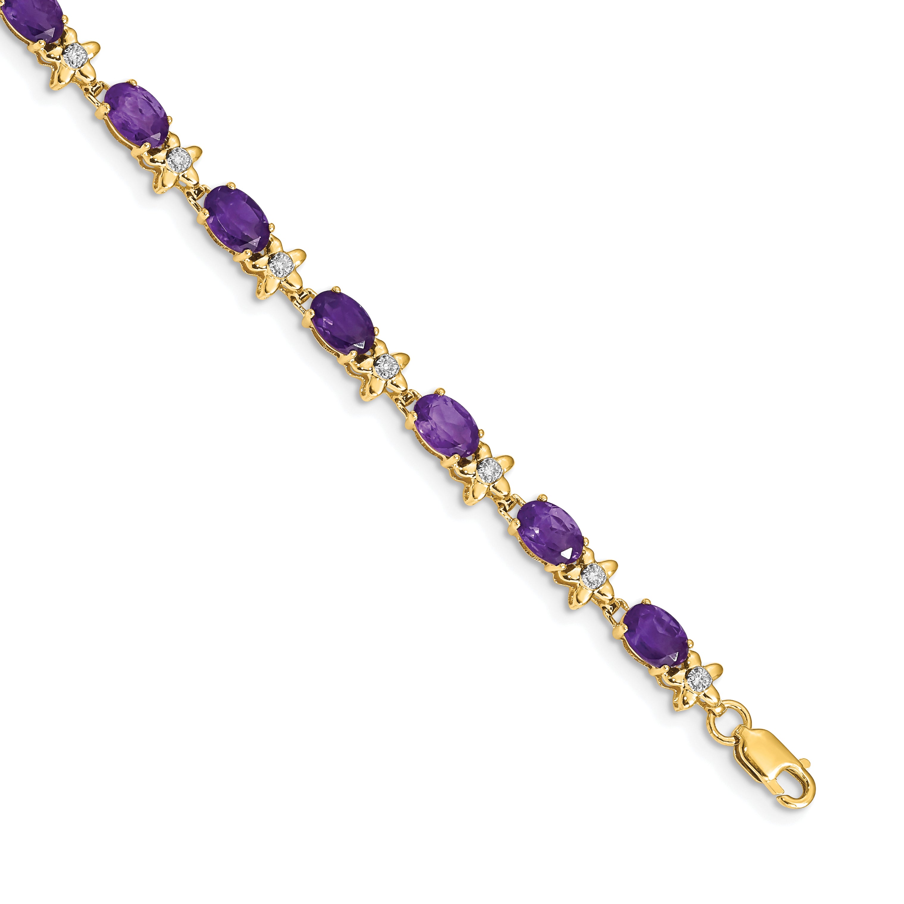 14k Floral Diamond and Amethyst Bracelet