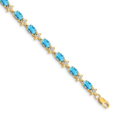 14k Floral Diamond and Blue Topaz Bracelet