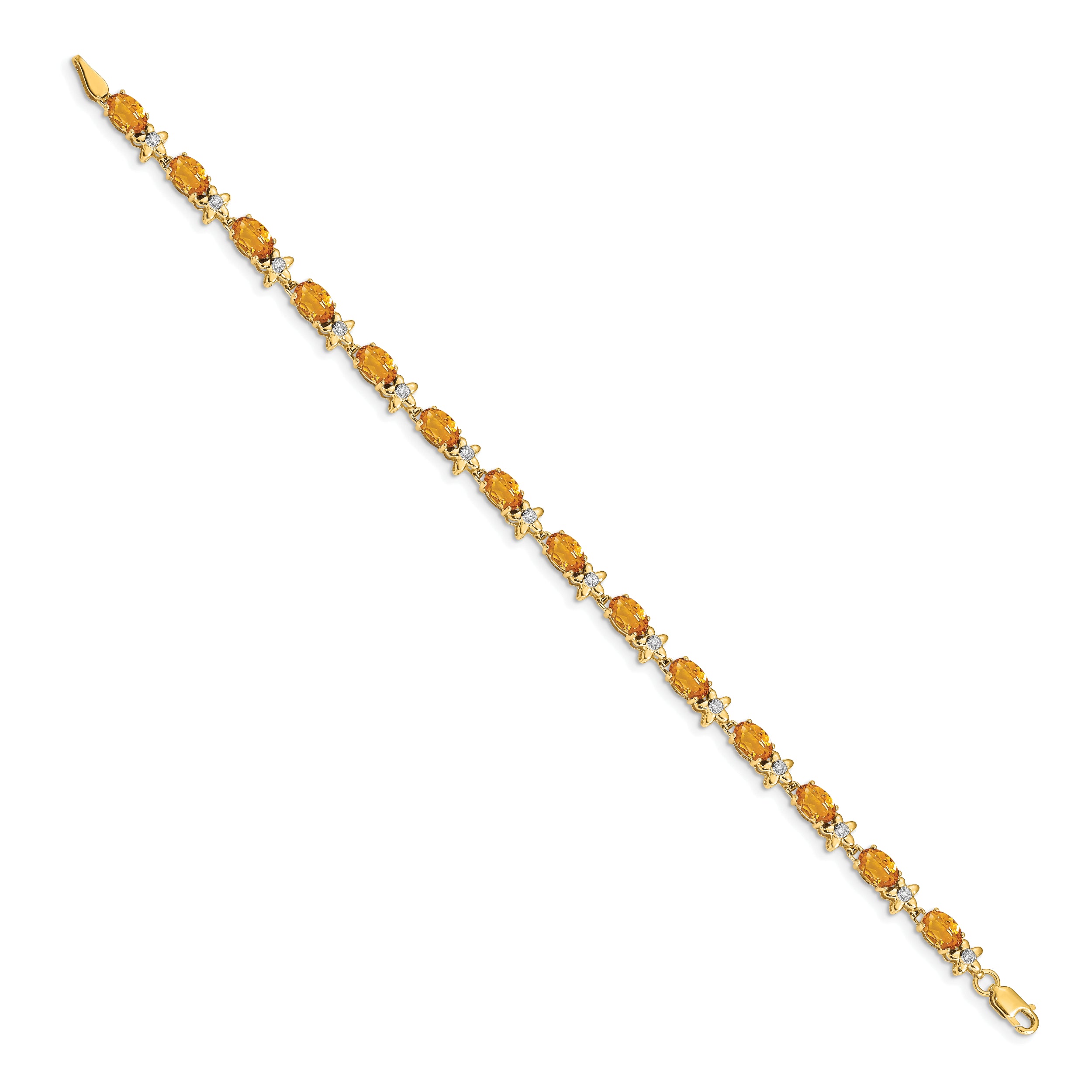 14k Floral Diamond and Citrine Bracelet