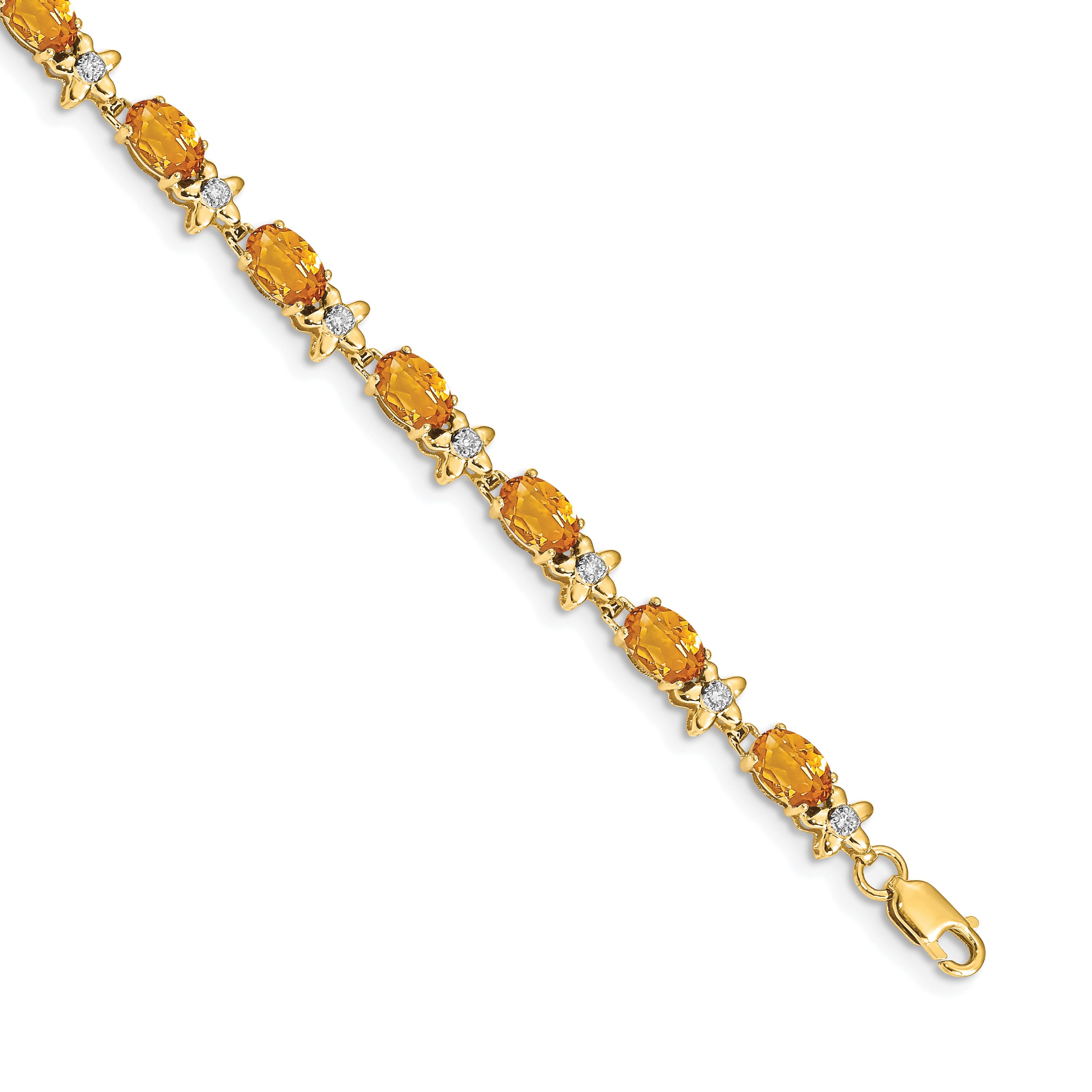 14k Floral Diamond and Citrine Bracelet