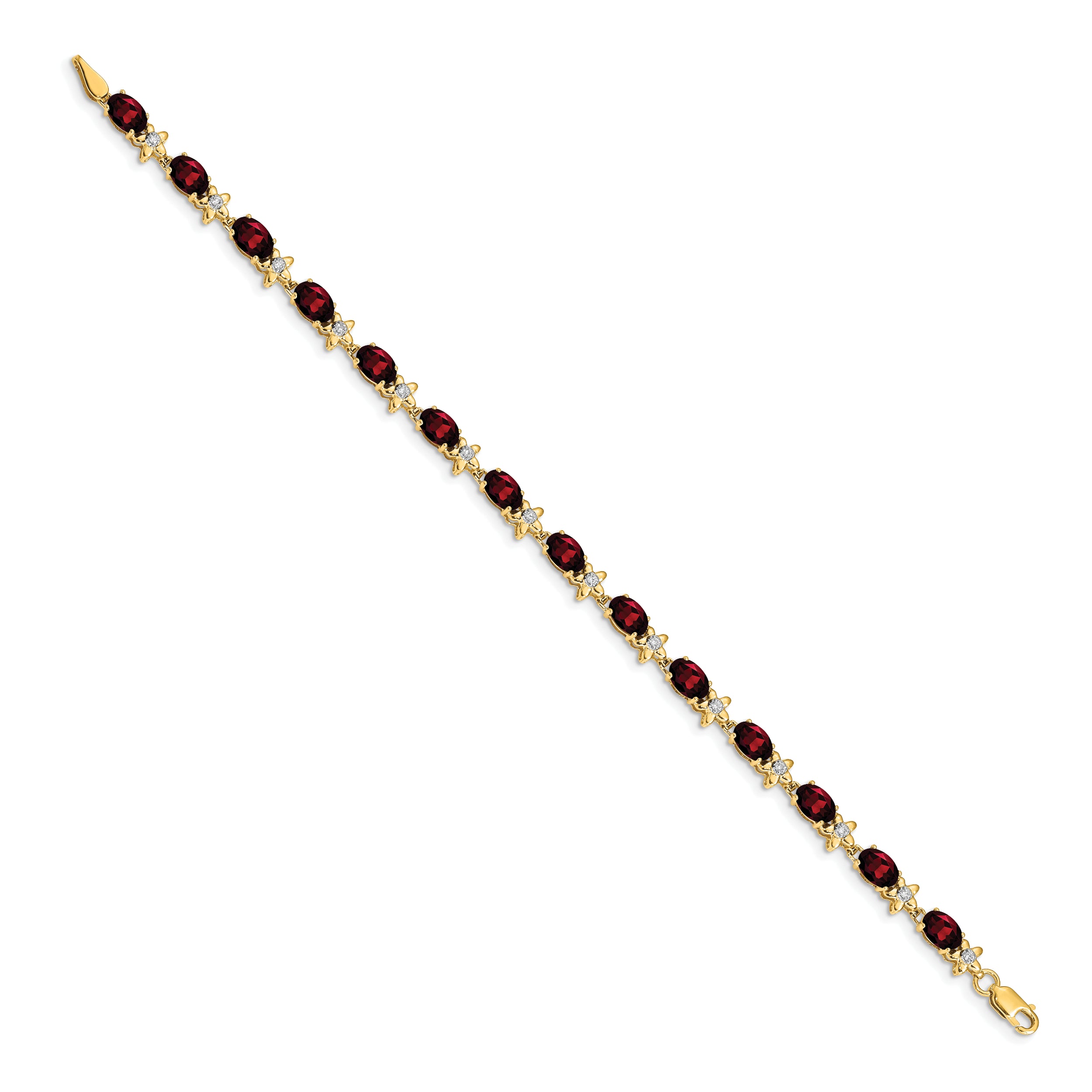 14k Floral Diamond and Garnet Bracelet