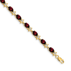 14k Floral Diamond and Garnet Bracelet