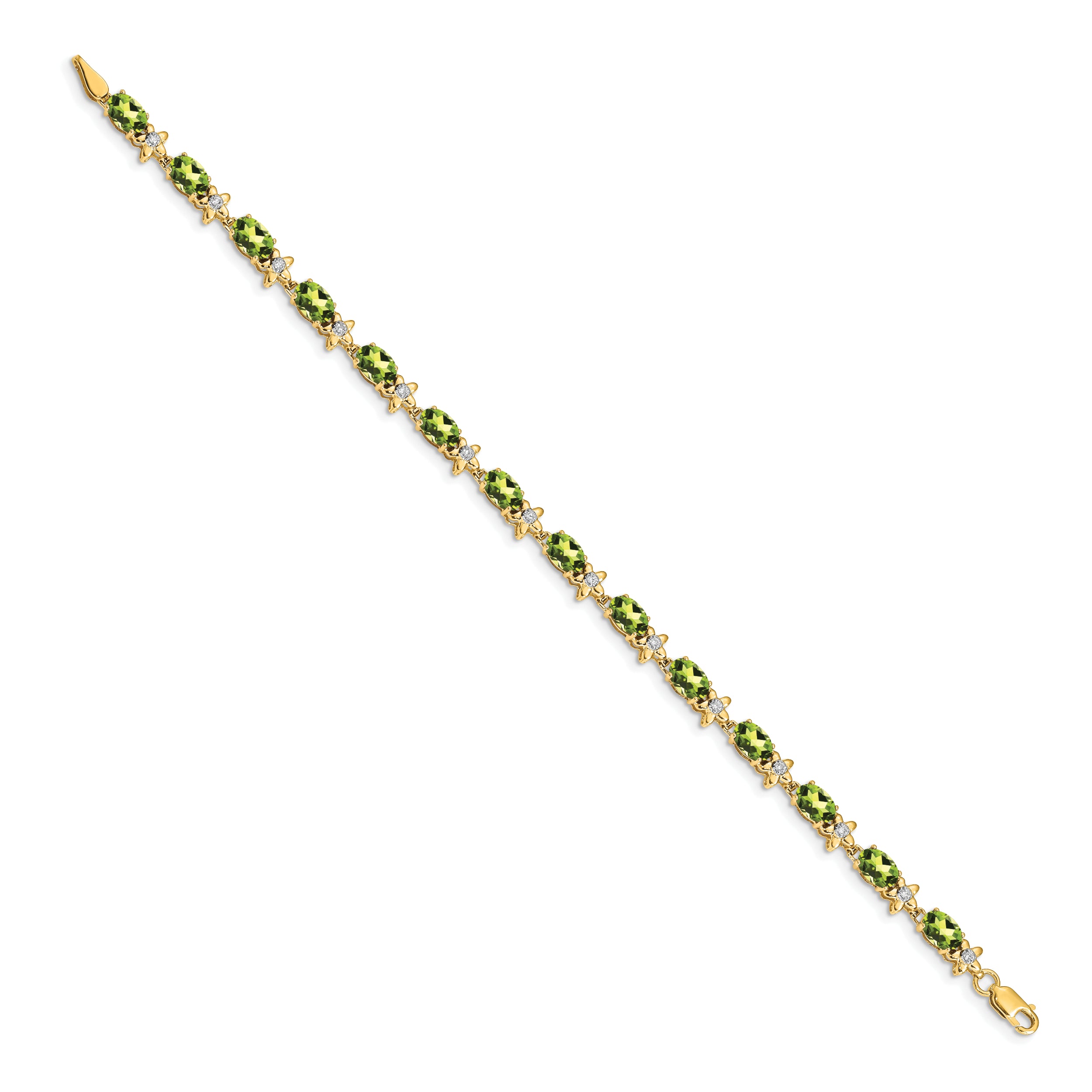 14k Floral Diamond and Peridot Bracelet