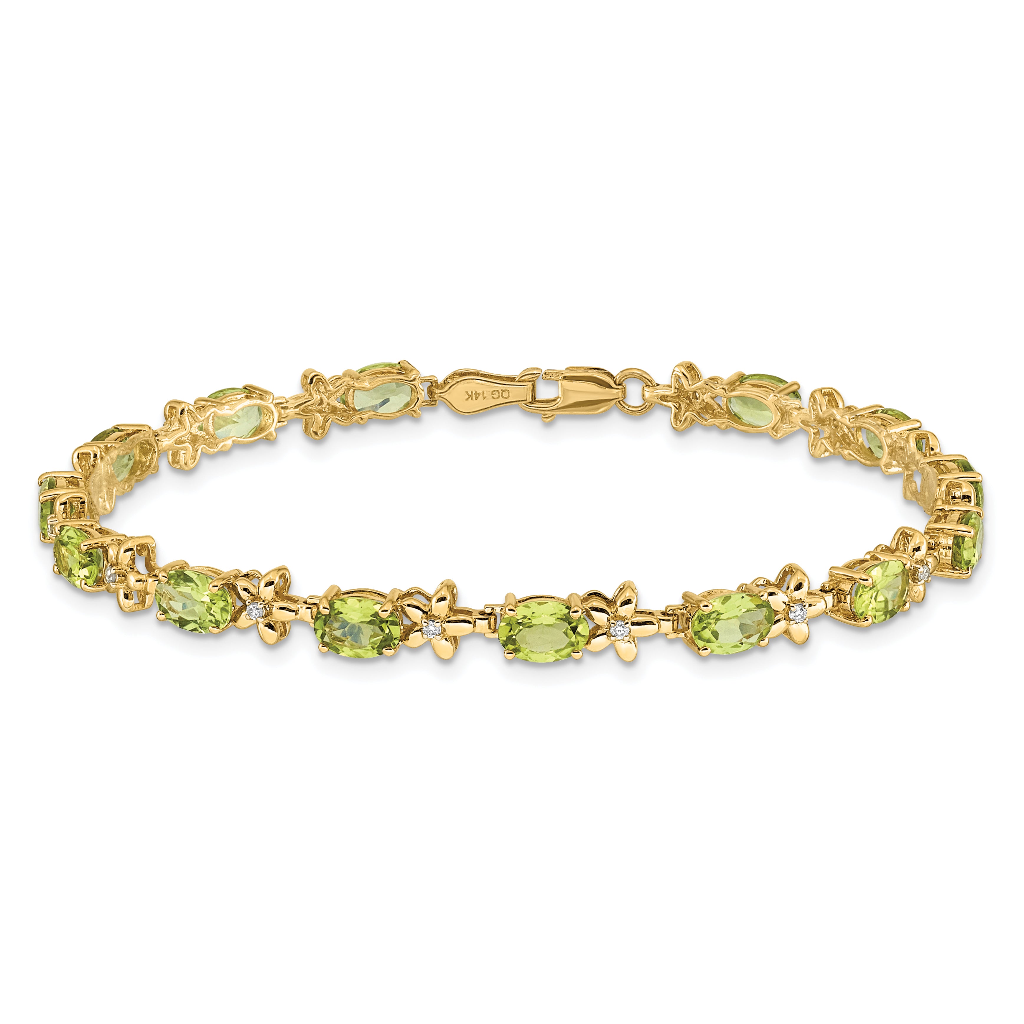 14k Floral Diamond and Peridot Bracelet